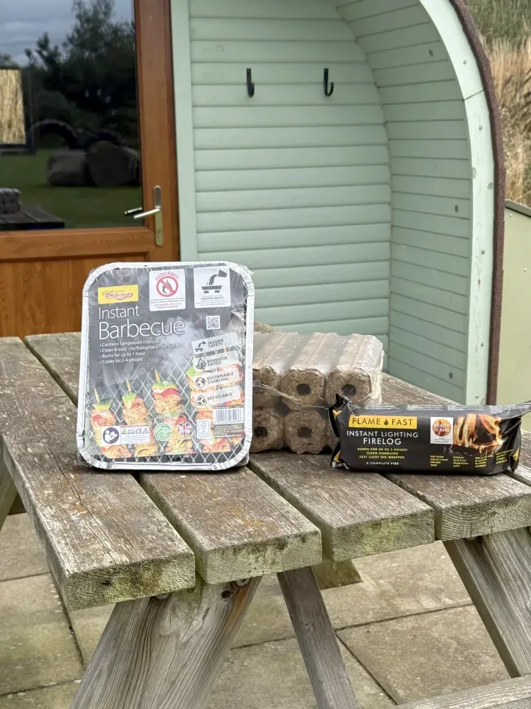 Disposable barbecues and firewood for sale at Gilsland Park, North Berwick