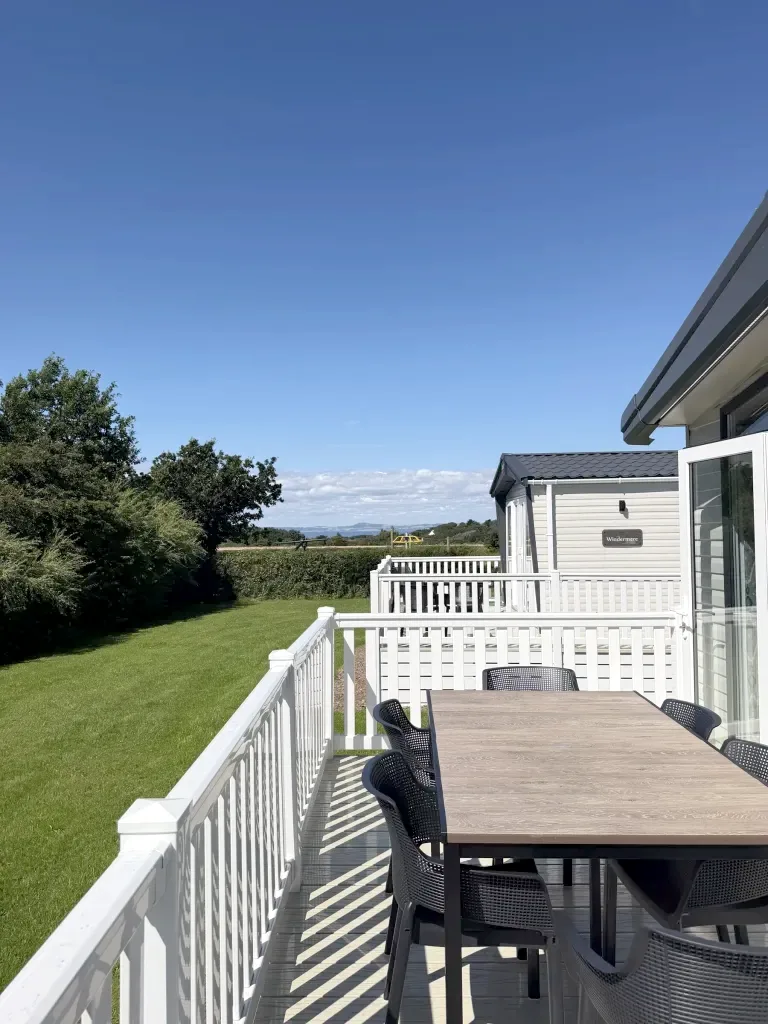 Looking out to sea from a caravan deck at Gilsland Park, North Berwick